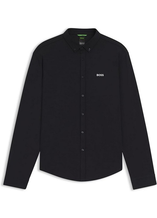 Camasa barbati Motion Regular Dynamic din bumbac, negru, marime L, BOSS