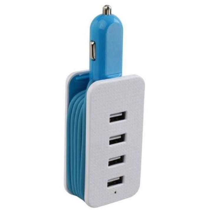 Incarcator auto ClipSonic TEA156B, 4x USB, 4.5A Alb/Albastru