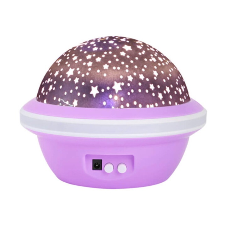 Lampa de veghe rotativa cu proiectie de stele si luna model planeta ROZ