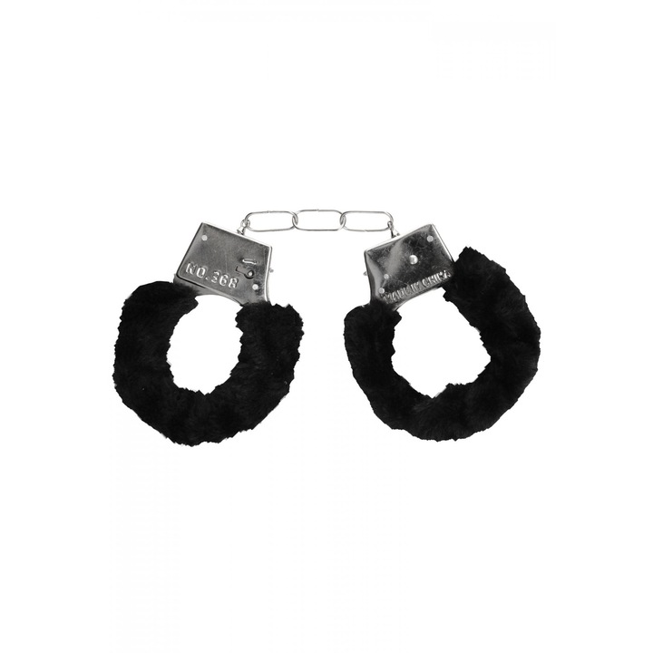Catuse BDSM Ouch!, metal/blana artificiala, 29x8.5x1.5cm, cu buton de eliberare rapida