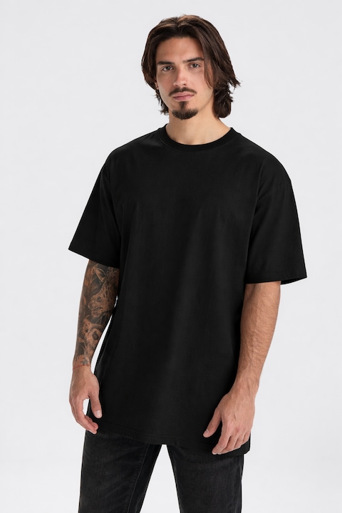 Tricou oversize unisex, fashion, supradimensionat, cu maneca cazuta, calitate superioara bumbac 210 g/m², Negru