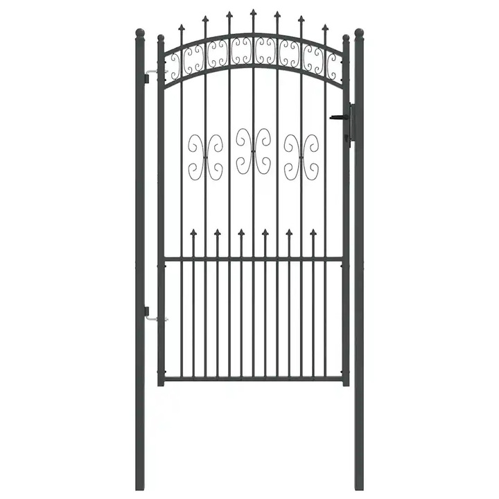 Poarta din Gard vidaXL, cu Varf de Lanca Gri 103 x 175 cm Otel