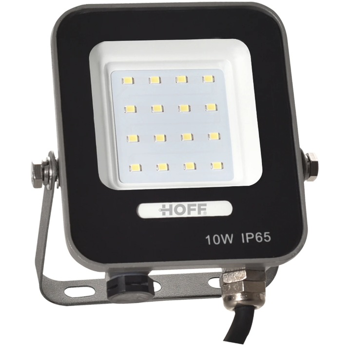 LED прожектор, 10 W, 1000 lm, студена светлина, 6500K, IP65, 230V, черен