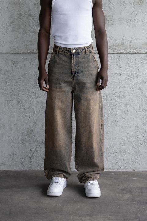 Férfi farmer Machinist, Balloon Fit Baggy, Barna/Kék