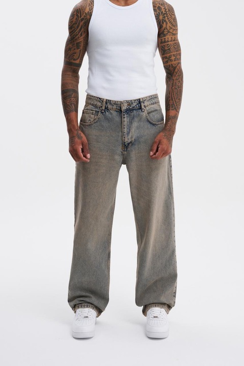 Machinist bő farmer, pamut, oversize hatás, kék/szürke