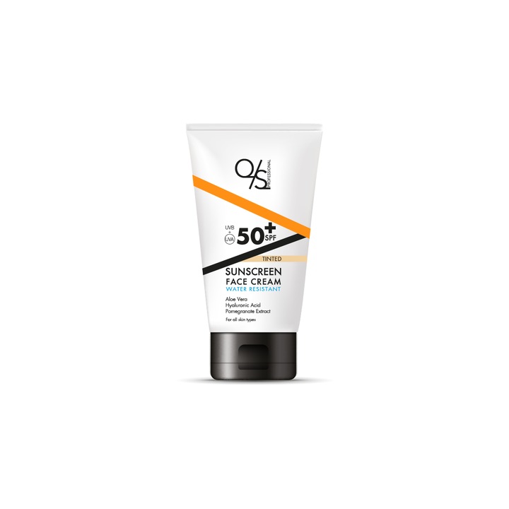 Crema de fata cu protectie solara SPF50+ si culoare, QS PROFESSIONAL, efect antirid, hidratare intensa