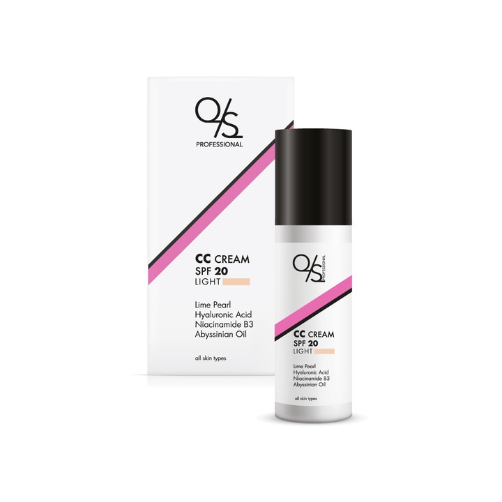 Crema CC pentru fata, QS PROFESIONAL, hidratare si protectie solara SPF20, ton omogen, 50ml