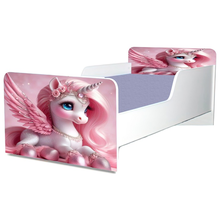 Легло Еднорог, 130x60 см, със защита и включен матрак