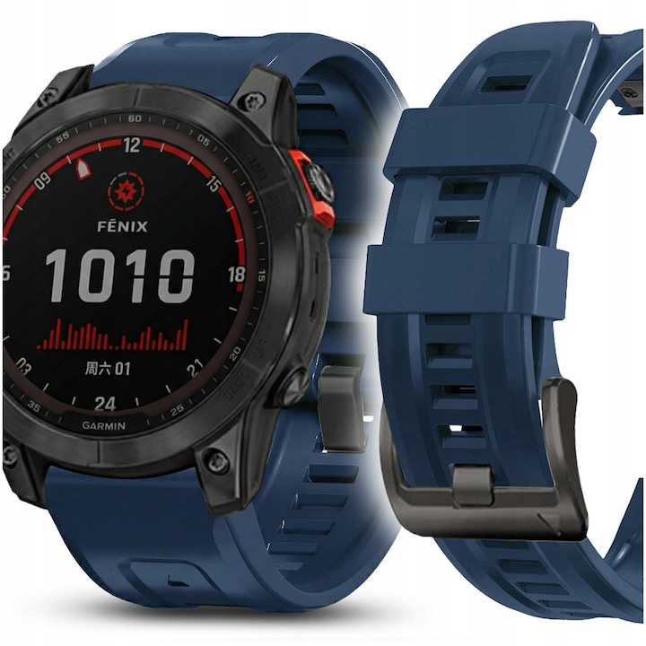 Pasek siliconic QuickFit 22mm pentru ceasuri Garmin, set de 10 culori disponibile, lungime 125mm, 95mm