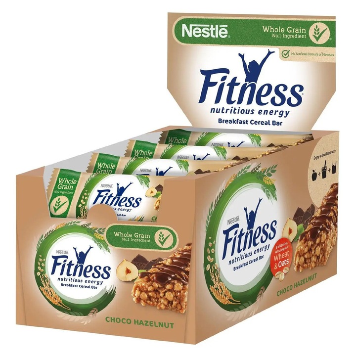 Зърнен бар с шоколад и банан, 16 x 23,5 г, Фитнес