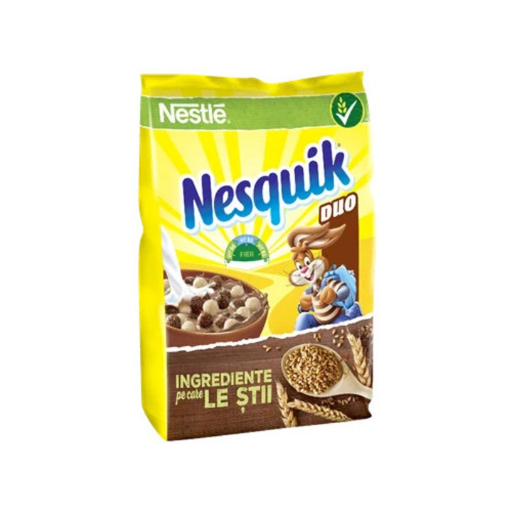 Зърнени закуски, Nestle, Nesquik Duo, пълнозърнести с какао, 225 г