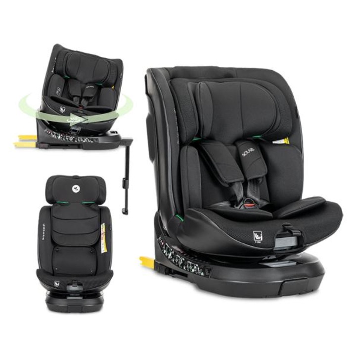 Scaun auto pentru copii, Lorelli, Solaris, i-Size, Isofix, picior de sprijin, rotativ 360 grade, 40-150 cm, 0 luni-12 ani, Black