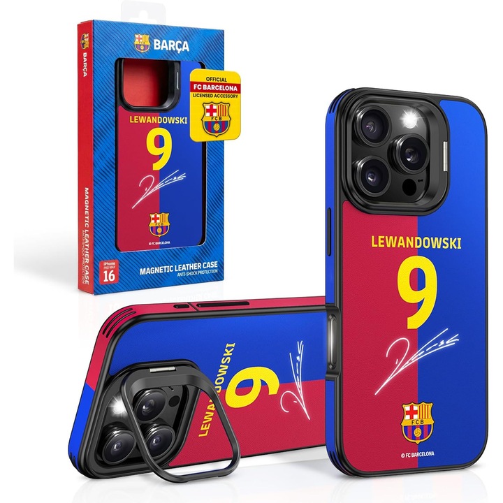 Husă de telefon, LEWANDOWSKI 9 Ediție Limitată, FC Barcelona, compatibilă cu iPhone 16 Pro Max