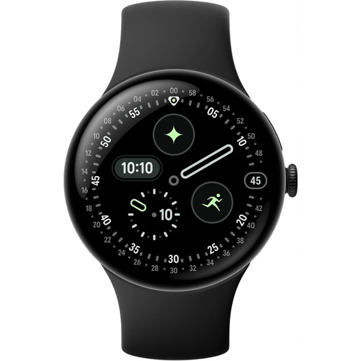 Смарт часовник Pixel, модел Pixel Watch 4, 45mm, черен, дисплей 1.4", силиконова каишка