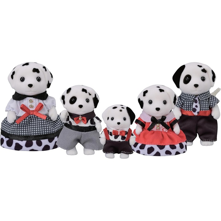 Set figurine Sylvanian Families, Familia Dalmatienilor, 5 figurine, multicolor, 24x5.5x11cm