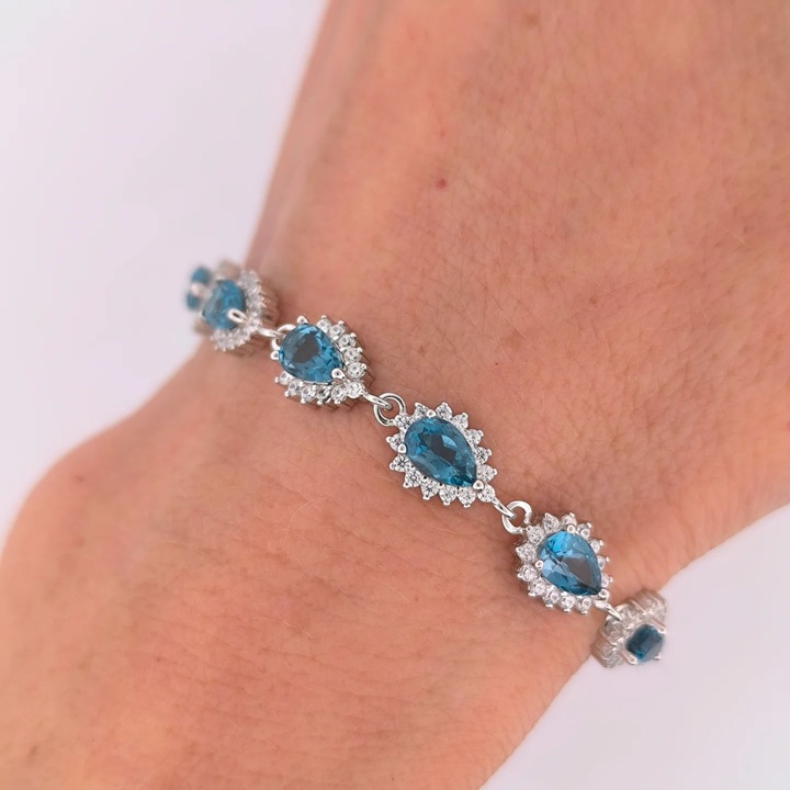 Сребърна гривна с необичаен лондонски топаз от Тайланд