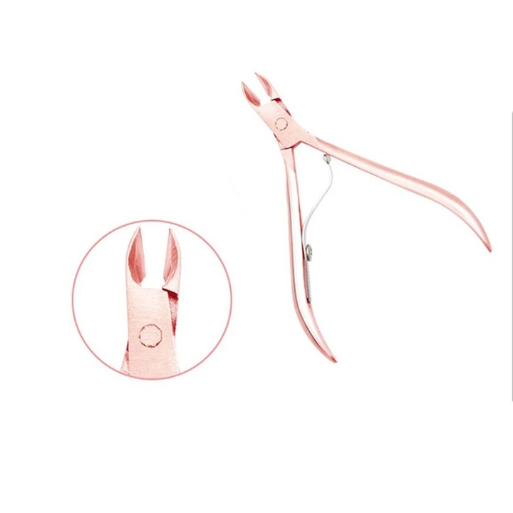Clește manichiură și pedichiură IDei, 9.5cm, oțel inoxidabil, rose gold