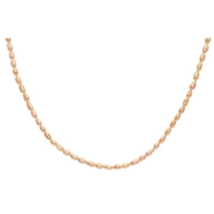 Colier Pink Lady handmade - perle de cultura roz si otel inoxidabil