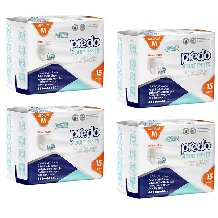 Scutece chiloțel Predo M (70-120 cm), 60 buc