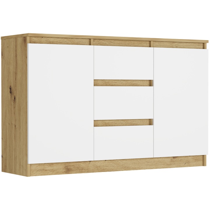 Comodă Framire, alb, 120x76x33cm, kit auto-asamblare