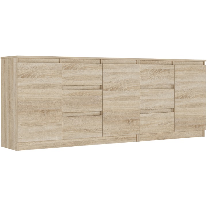 Comoda Framire, stejar sonoma, 200x76x33cm, design modern, set auto-asamblare