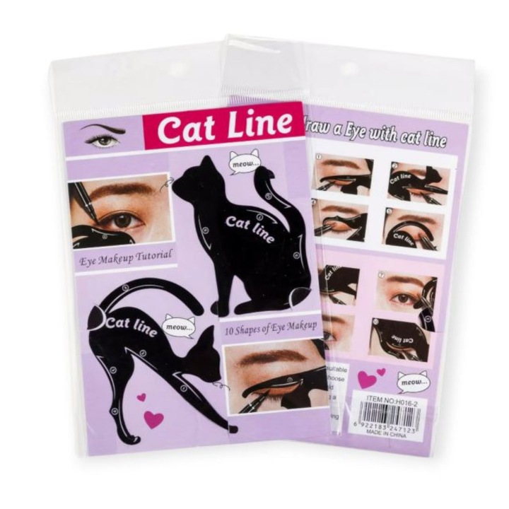 Set de sabloane pentru eyeliner Cat Line, design ergonomic, flexibil, 2 bucăți, reutilizabile, pentru ochi