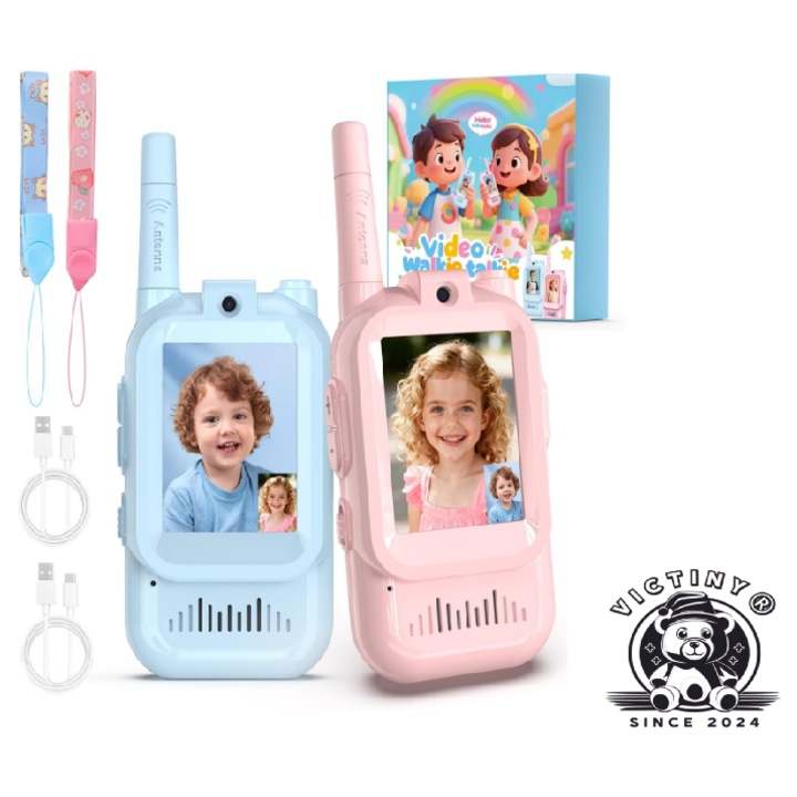 Victiny 2 db-os Walkie Talkie szett, HD kamera, kék/rózsaszín, 3+ éves gyermekeknek