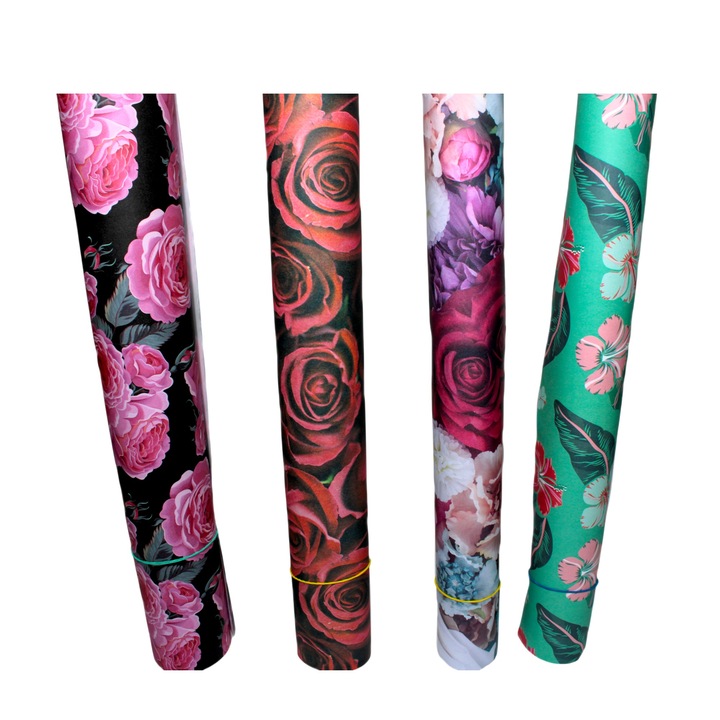 Hartie de ambalaj, set 50, floral, multicolor, 70x100cm, 70gr