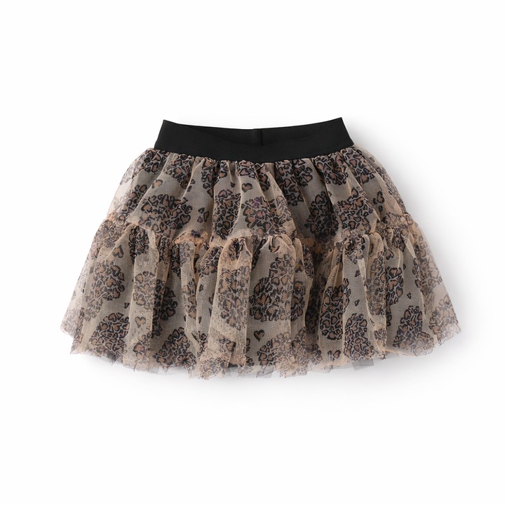 Fusta Sarabanda pentru fete, din tulle cu imprimeu, talie elastica si captuseala satinata