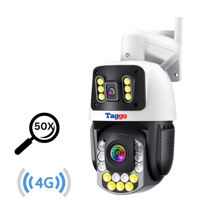 Megfigyelő kamera, 4G csatlakozás 8MP, 4K 50X optikai ZOOM, Színes éjszakai látás