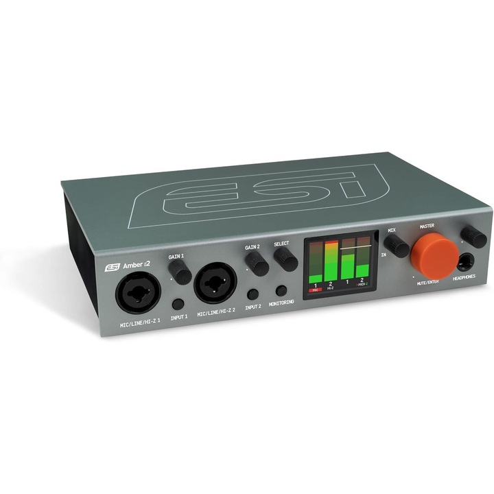 Interfață audio USB-C ESI Amber i2, 24 de biți/192 kHz, 2 intrări/2 ieșiri, 9, 25x6, 77x2, 05cm