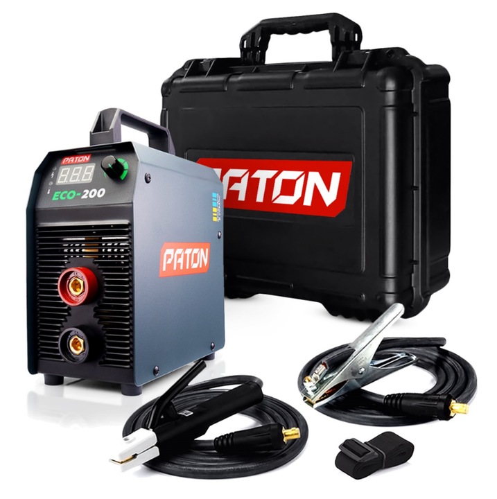 PATON ECO-200-C hegesztőgép, 200A, kompakt, könnyű, 270x110x200mm, komplett készlet