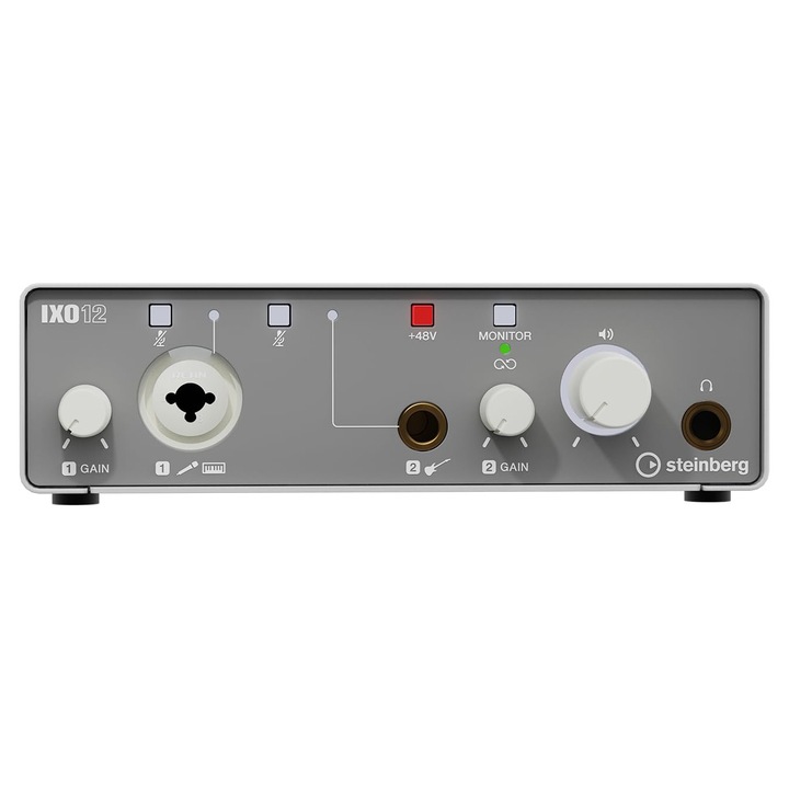 Interfață audio Steinberg IXO12 2 x 2 USB 2.0, preamplificator microfon, alb, 6, 89x5, 59x2, 28cm