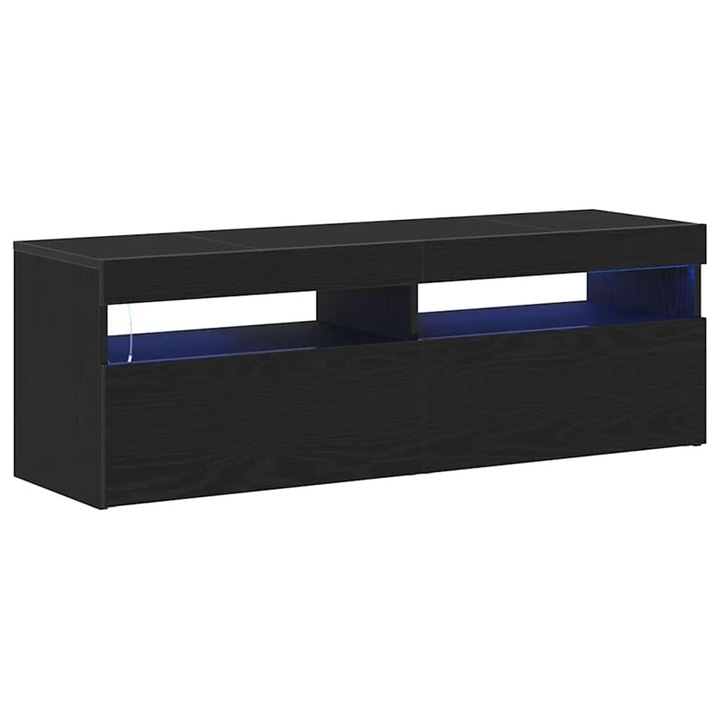 vidaXL TV szekrény LED-del Fekete tölgy 120 x 35 x 40 cm Faanyag 862553