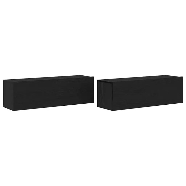 vidaXL Cabinet TV 2 pcs Negru 100 x 30 x 30 cm Lemn compozit
