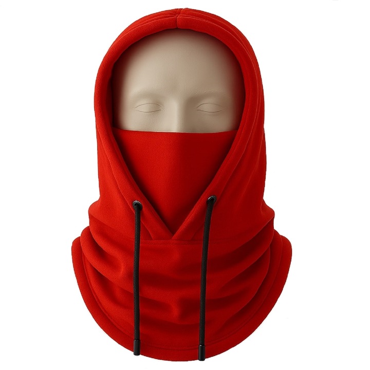 Téli polár sapka kapucnival - Piros