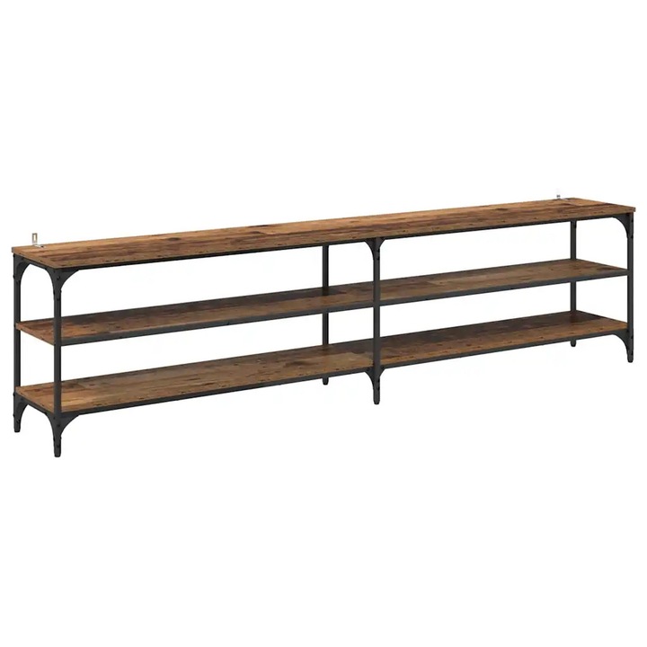 vidaXL Cabinet TV Lemn Vechi 200 x 30 x 50 cm Lemn Ingineresc si Fier