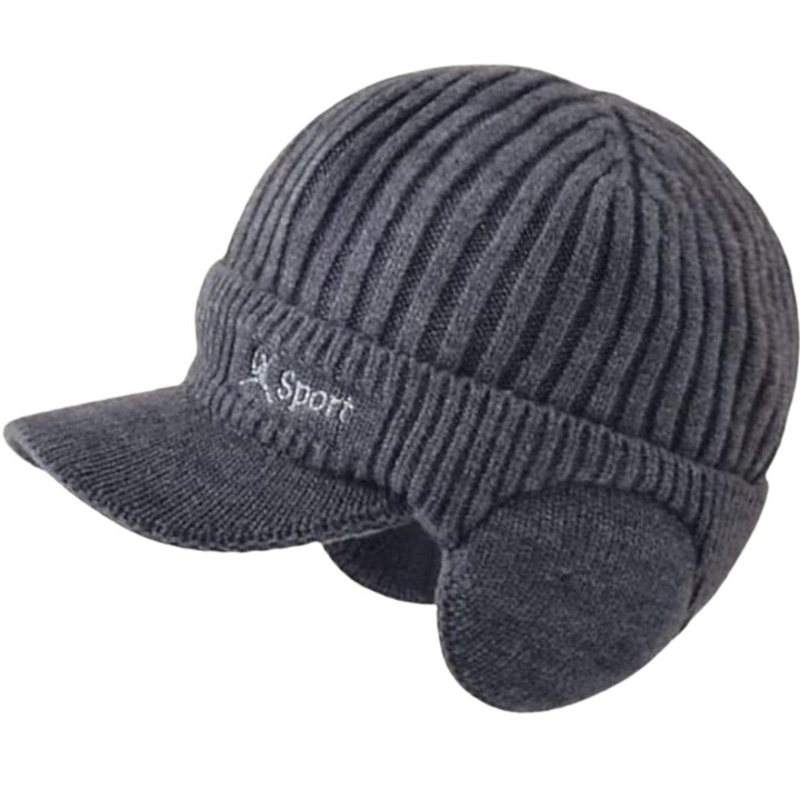 Caciula de iarna cu sapca ZS-39148 - Gri