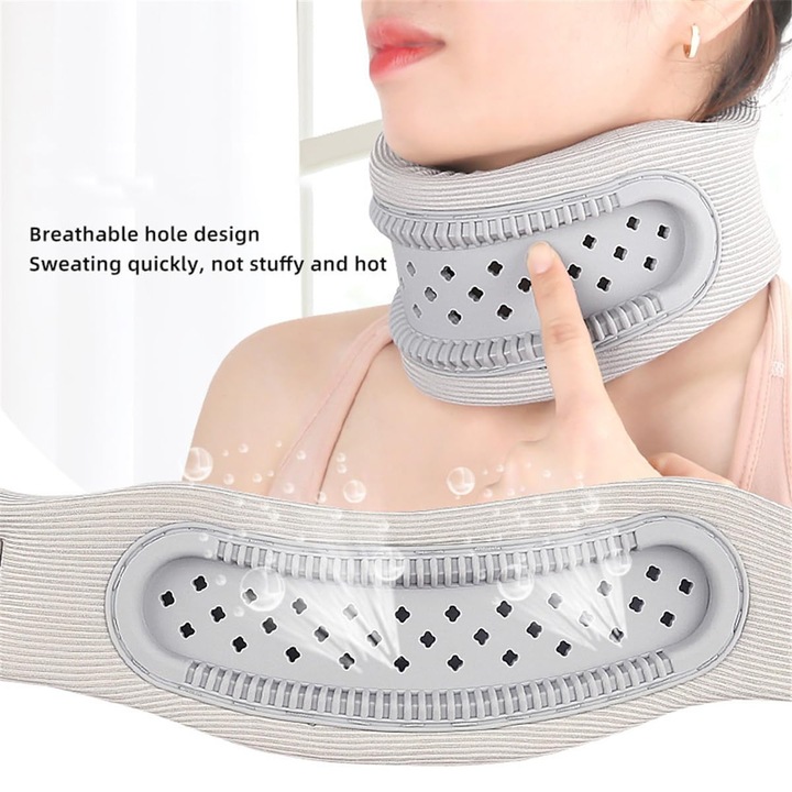 Guler cervical, ajustabil, spuma moale, pentru suportul gatului, Lunniquee®, Gri