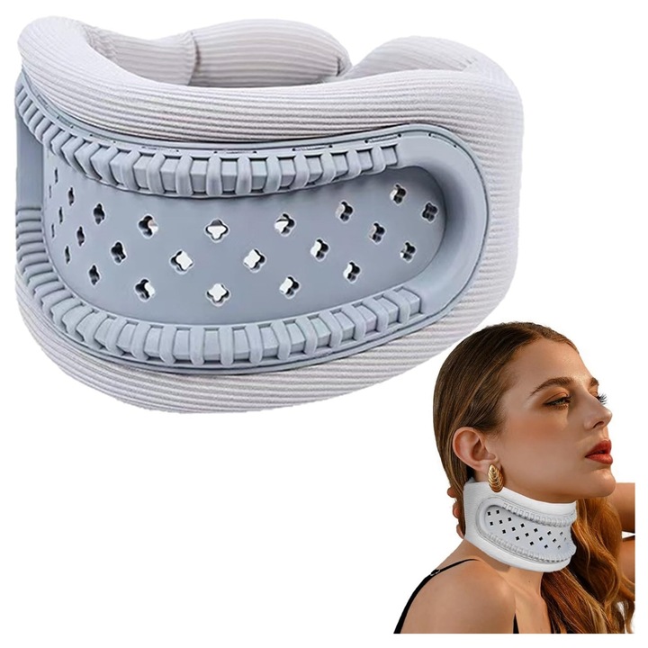 Guler cervical, ajustabil, spuma moale, pentru suportul gatului, Lunniquee®, Gri
