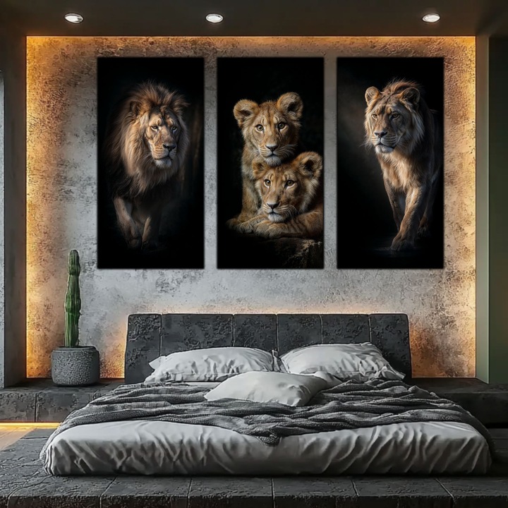 Set 3 Tablouri Sticla Securizata, 3 Piese 60x120 cm Fiecare, Tablouri Moderne pentru Decorul Livingului