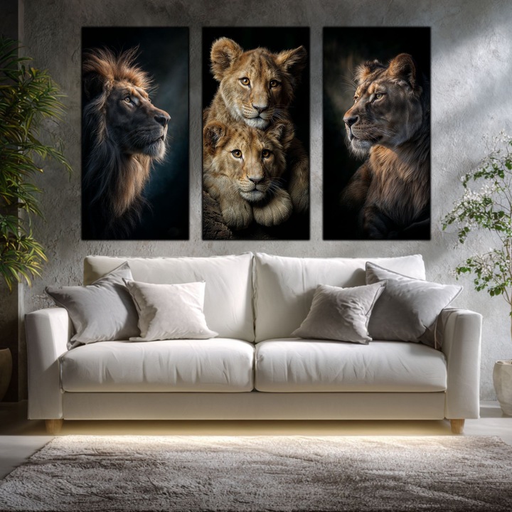 Set 3 Tablouri Sticla Securizata, 3 Piese 60x120 cm Fiecare, Tablouri Moderne pentru Decorul Livingului