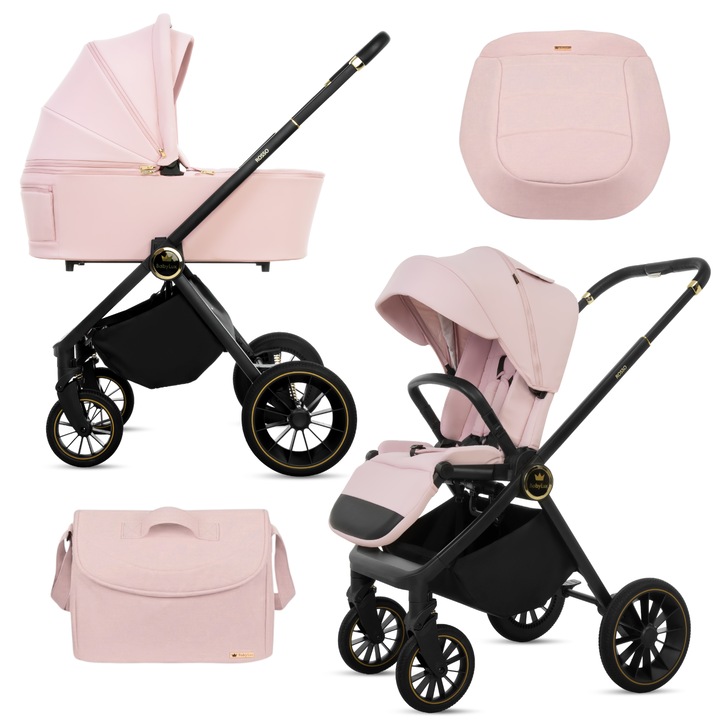 Carucior 2 in 1 BabyLux Rosso, PINK, usor, pliabil, set complet
