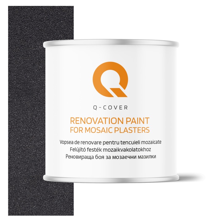 Vopsea de renovare pentru tencuieli mozaicate Q-Cover, Rezistent UV, Hidrofob, Grafit RAL7024, Lucios, 2.5L