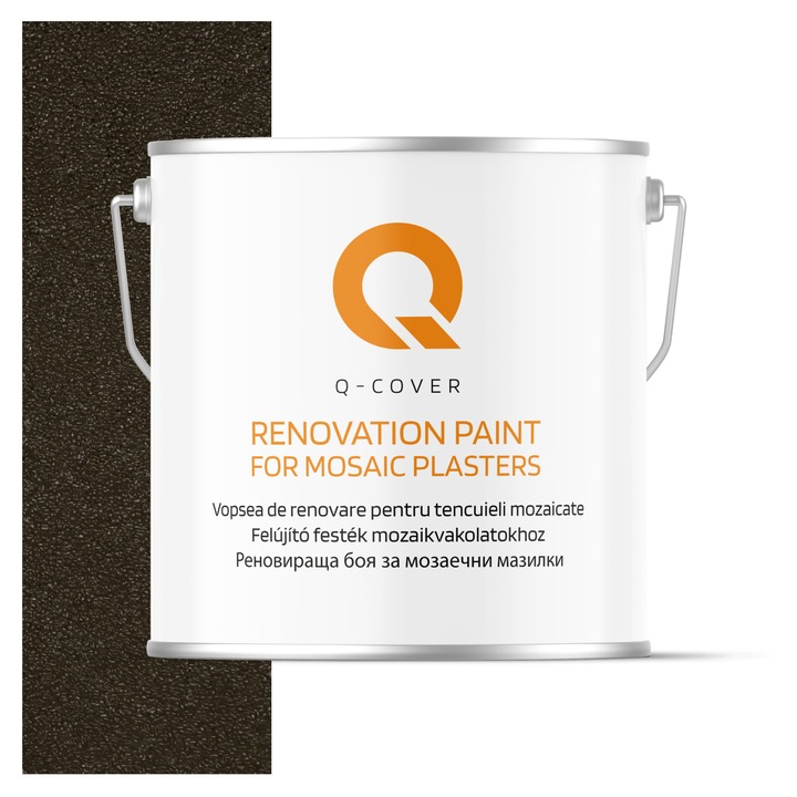 Vopsea de renovare pentru tencuieli mozaicate Q-Cover, Rezistent UV, Hidrofob, Gri-maro RAL7013, Lucios, 5L