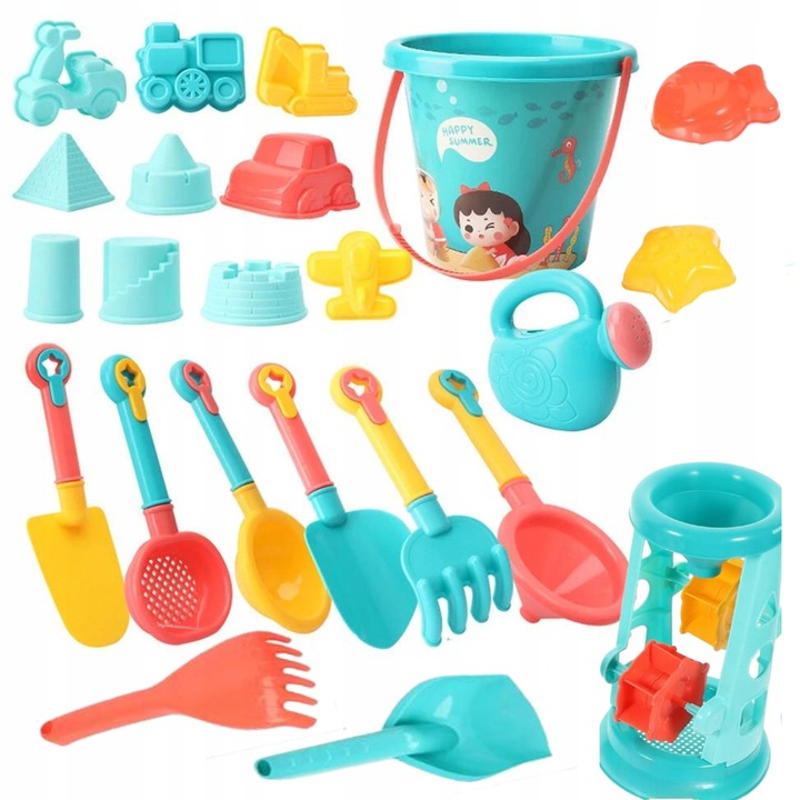 Set jucarii de plaja, 23 piese, multicolor, pentru 3 ani