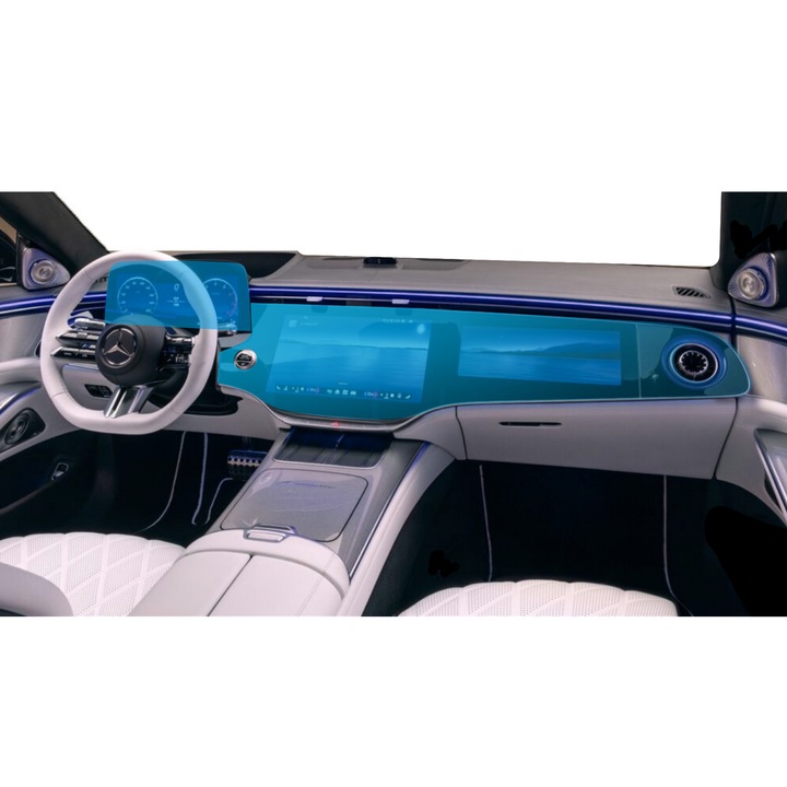 Folie Protectie Navigatie Mercedes-Benz S-Class 2026+, Duragon, protectie Display Navigatie, silicon Transparent, Anti-zgarieturi, Anti-amprenta, Regenerabila, Flexibila, Anti-Shock, kit instalare