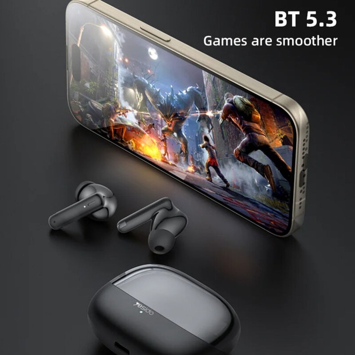 Yesido TWS26 True Wireless Bluetooth fülhallgató, 250mAh, fekete