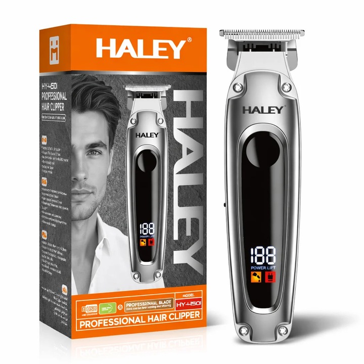 Masina de tuns profesionala HALEY HY-4501 cu afisaj LCD, reincarcabila USB