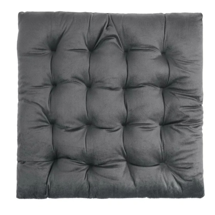 Perna pentru scaun, decorativa, de iarna, velvet, gri, 40x40x5cm